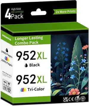 952XL Ink Cartridges High Yield Combo Pack Replacement for HP 952 XL 952 Ink Works for Office Jet 8710 7740 8720 8210 8715 8702 7720 8730 8740 8216 8725 8700 Printer (4-Pack, BK/C/M/Y)