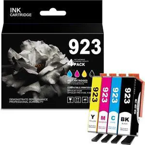 923 Ink Cartridges Combo Pack Replacement for HP 923 Ink Cartridges Work with for OfficeJet 8122e OfficeJet Pro 8135e 8138e 8139e Printer (1 Black/1 Cyan/1 Yellow/1 Magenta) 4-Pack