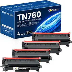 TN760 TN-760 Toner Cartridge High Yield Black Replacement for Brother TN760 TN-760 MFCL2750DW HLL2390DW MFCL2710DW HL-L2350DW Printer Ink, TN7604PK