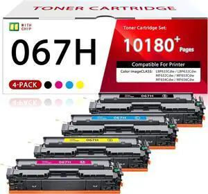 067H Toner Cartridge Set Replacement for Canon 067H 067 Color ImageCLASS LBP632CDW MF653Cdw LBP633CDW MF651CW LBP631CW MF656Cdw Printer High Yield 4 Pack Ink (Black Cyan Yellow Magenta)