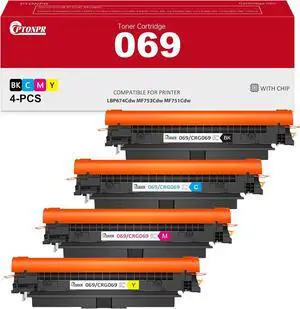 069 Toner Cartridge 4 Pack (with Chip) MF753Cdw Toner Replacement for Canon 069 CRG069 Color ImageCLASS MF753Cdw MF751Cdw LBP674Cdw LBP674C MF752Cdw Printer Black Cyan Magenta Yellow