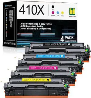 410X High Yield Toner Cartridge Compatible 4 Pack 410X 410A Toner Cartridges Replacement for HP Color Pro MFP M477fnw M477fdw M477fdn M452nw M452dn M452dw M377dw Printers (BK/C/M/Y)