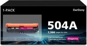 504A CE253A Magenta Toner Cartridge Compatible for HP CP3525 CP3525n CP3525dn CP3525x CM3530 MFP CM3530fs MFP Printer, 7,500 Pages, 1x Pack