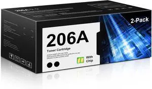 206A Black Toner Cartridge Replacement for HP 206A Black W2110A for Color Pro MFP M283fdw M283cdw M283fdn M282nw, Color Pro M255dw M255nw M255dn Printer (2 Pack with Chip)