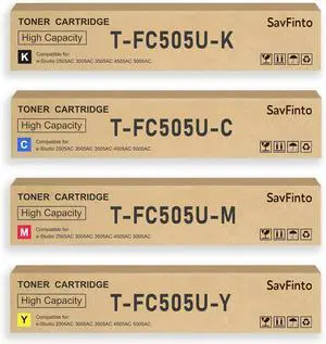 T-FC505U Toner Cartridge High Yield Compatible with T-FC505U-K T-FC505U-C T-FC505U-M T-FC505U-Y Replacement for Toshiba TFC505U e-Studio 2505AC 3005AC 3505AC 4505AC 5005AC Printer (4-Pack)