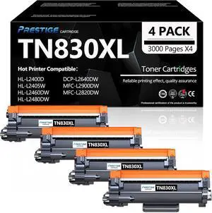 TN830XL TN830 Toner Cartridges Compatible Replacement for Brother TN830XL Black TN 830 XL/V/R for MFC-L2820DW MFC-L2900DW HL-L2480DW HL-L2460DW HL-L2405W HL-L2400D DCP-L2640DW Printers (4PK)