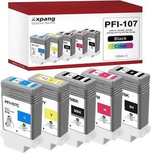 PFI-107 Ink Cartridge Compatible for Canon PFI-107MBK PFI-107BK PFI-107C PFI-107M PFI-107Y for imagePROGRAF iPF670 iPF680 iPF685 iPF770 iPF780 iPF785 5-Pack 130ML