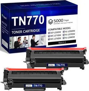 TN770 Super High Yield Black Toner Replacement for Brother TN-770 TN770 Toner Cartridge HL-L2350DW HL-L2395DW HL-L2390DW HL-L2370DW MFC-L2750DW MFC-L2710DW DCP-L2550DW Printer 2-Pack