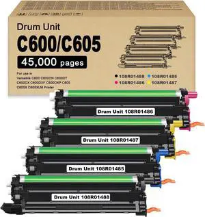 C600/C605 Drum Cartridge Unit (4-Pack) Replacement for 108R01488 108R01485 108R01486 108R01487 for Xerox Versalink C600 C600DN C600DT C600DX C600DXF C600DXP C605 C605X C605XLM Printer