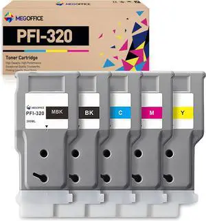 Compatible Ink Cartridge Replacment for Canon PFI-320 Ink Tank Set PFI-320MBK PFI-320BK PFI-320C PFI-320M PFI-320Y for TM200 TM205 TM300 TM305 (5-Pack,Matte Black/Black/Cyan/Magenta/Yellow)