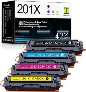 201X High Yield Toner Cartridge Compatible 4 Pack 201X 201A Toner Cartridges Replacement for HP Color Pro M252 M252n M252dw MFP M277 M277dw M277n M277c6 M274n Printers (BK/C/M/Y)