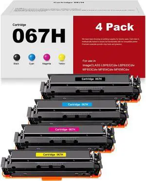 067H Toner Cartridge High Yield Remanufactured Replacement for Canon 067 067H for imageCLASS LBP633Cdw LBP632Cdw MF653Cdw MF654Cdw MF656Cdw Printer (1 Black 1 Magenta 1 Cyan 1 Yellow)