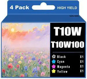 Run Star 4 Packs T10W T10W100 Remanufactured Ink Cartridge Replacement for T10W T10W100 use for WorkPorce Pro WF-C5390 WF-C5890 Color Printers (1 Black/1 Cyan/1 Magenta/1 Yellow)