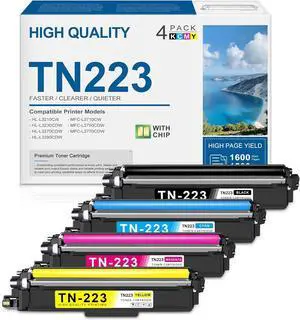 TN223 Toner Cartridge Set (4-Pack) Replacement for Brother TN223 TN223BK TN223C TN223M TN223Y TN227 Compatible with HL-L3210CW L3230CDW L3270CDW L3290CDW MFC-L3710CW L3750CDW L3770CDW Printer