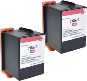 Remanufactured 2PK 765-9 Red Fluorescent Ink Cartridge Works for Sendpro DM300c DM400c DM450c DM475c D900 Series Postage Meter