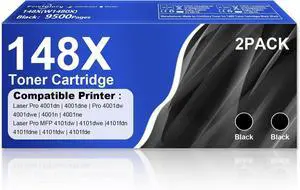 148X Toner Cartridge High Yield Black (2-Pack) Replacement for HP 148A 148X W1480A W1480X Works for Laser Jet Pro MFP 4101fdw 4101fdn 4001dw 4001dn 4001n Printer | W1480X