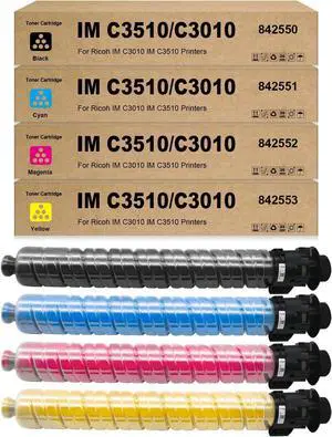 IM C3510 IM C3010 Toner Cartridges 842550 842553 842552 842551 Toner Compatible for Ricoh IM C3010 IM C3510 IMC3510 IMC3010 Printer (4-Pack Black Cyan Magenta Yellow)