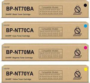 4PK BPNT70 BP-NT70 Toner Cartridge BP-NT70BA BP-NT70CA BP-NT70MA BP-NT70YA Color Set Replacement for Sharp BP-50C26 BP-50C31 BP-50C36 BP-50C45 BP-70C31 BP-70C36 BP-70C45 Printers