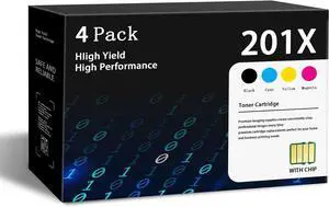 201X Toner Cartridges 4 Pack High Yield Replacement for HP 201A 201X Color Pro M252dw M252n MFP M277n M277dw M277c6 M274n Printer | CF400AQ1