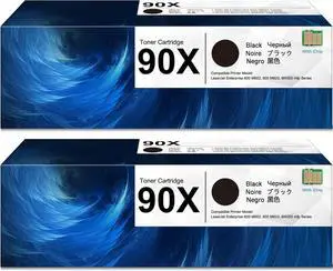 90X Black High-yield Toner Cartridge with Chip (2-Pack) | 90X Toner Cartridge Replacement for HP 90X Toner 90A CE390A for Enterprise M4555 MFP Series; Enterprise 600 M602, M603 Series Printer | CE390X
