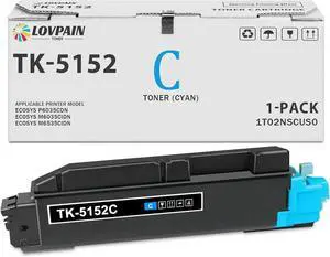 TK-5152 TK5152 Cyan Toner Cartridge: 1-Pack TK-5152C 1T02NSCUS0 Toner Cartridge Replacement for Kyocera Ecosys P6035CDN M6035CIDN M6535CIDN Printer
