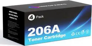206A Toner Cartridges 4 Pack (with Chip) Replacement for HP Toner 206A Compatible with Color Pro MFP M283fdw M283cdw M283fdn M282nw M255dw M255dn M255nw Printer Ink 206