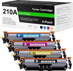 210A Toner Cartridges | Replacement for HP 210A W2100A 210X W2100X High Yield for Color Laser Pro 4201dn 4201dw MFP 4301fdn 4301fdw Printer (4Pack,Black Cyan Yellow Magenta)
