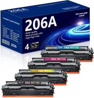206A Toner Cartridge 4 Pack Replacement for HP 206A 206X Compatible with Color Pro MFP M283fdw M283cdw M255dw, Color Pro MFP M283 M255 Series | W2110A W2111A W2112A W2113A[5,700 Pages]