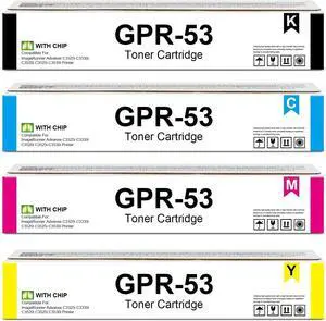 GPR-53 GPR53 GPR 53 Toner Cartridge High Yield Use for ImageRUNNER Advance C3325i C3330i C3525i C3530i DX C3725i DX C3730i DX C3826i DX C3830i DX C3835i Printers (4 Pack)