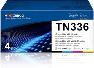 TN336 High Yield Toner Cartridge Replacement for Brother TN336 TN331 Toner Cartridges to use with Brother HL-L8350CDW HL-4150CDN MFC-L8850CDW MFC-L8600CDW Printer(1BK,1C,1M,1Y, 4 Pack)