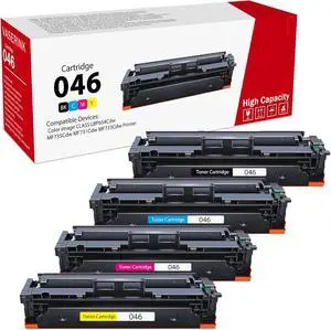 046 Toner Cartridge Set (4-Pack, Black, Cyan, Magenta, Yellow) Compatible 046 High Yield Toner Replacement for 046 Toner Cartridges Color Image Class MF735Cdw MF731Cdw MF733Cdw Printer