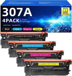 307A Toner Cartridges 4 Pack (with Chip) - Replacement for HP 307A Toner Cartridge for Color Professional CP5225 CP5225n CP5225dn Printer