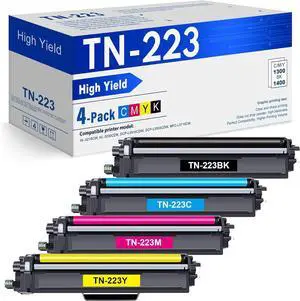 TN223 TN-223BK/C/M/Y Toner Cartridge Set Replacement for Brother TN-223 TN 223 TN227 to use with HL-L3230CDW HL-L3270CDW HL-L3210CW HL-L3290CDW MFC-L3710CDW Printer TN223 4PK