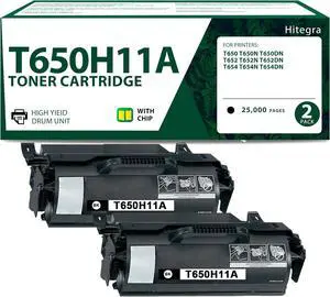 T650H11A Toner Cartridge Black Replacement for Lexmark T650H11A Toner Compatible with T650 T652 T654 T650n T652n T654n T650dn T652dn T654dn T650dtn T656dne T652dtn T654dtn Printer Toner, 2-Pack Black