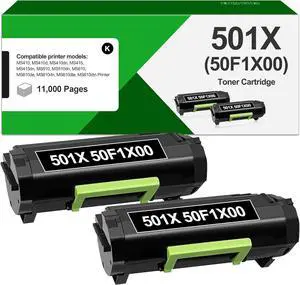 501X 50F1X00 Toner Cartridge 2 Pack Compatible Remanufactured for Lexmark 501X 50F1X00 for MS610dn MS510dn MS410dn MS410 MS610 MS610dtn MS415dn Printer(11,000 Pages, Black)