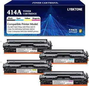 with Chip 4-Pack 414A W2020A Replacement for 414A W2020A Toner Cartridge Compatible with Pro MFP M479fdw M454dw M454dn M479fdn Enterprise M480f M455dn(BK/C/Y/M)