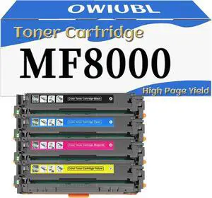 MF8000 Toner Cartridge Compatible for Canon MF8000C MF8200C Series MF8050CW MF8080CW MF8050N Printers 4-Pack KCMY