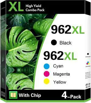 962XL Ink Cartridges Replacement for HP 962 962XL Ink Cartridges Combo Pack Work for OfficeJet Pro 9010 9015 9020 9018 9015e 9018e 9025e (4Pack, BK/C/M/Y)
