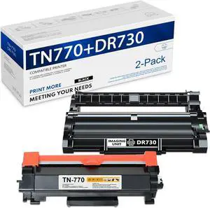 TN770 High Yield Toner Cartridge & DR730 Drum Unit Replacement for Brother TN-770 DR-730 Work with DCP-L2550DW MFC-L2710DW -L2750DW HL-L2350DW -L2370DW -L2390DW -L2395DW Printer(1 Toner+1 Drum,Black)