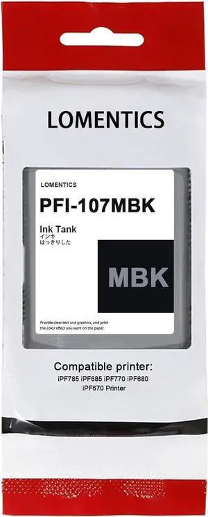 PFI-107 130ml Matte Black Ink Tank (1 Pack) Lometic Compatible PFI-107BK Ink Replacement for Canon iPF680/685/780/785 Printer