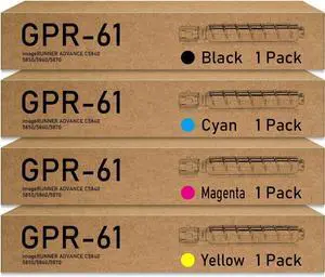 GPR-61 GPR61 High Yield Toner Cartridge Replacement for Canon ImageRunner Advance DX C5840i C5850i C5860i C5870i 5840 5850 5860 Printers 3763C003AA 3764C003AA 3765C003AA (4 Pack)