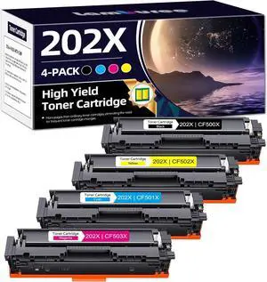 202X Toner Cartridge High Yield 4 Pack Replacement for HP 202X 202A CF500X CF500A Work with Color Pro MFP M281fdw M281cdw M254dw M281fdn 281fdw M254 M281 Printer(B/C/Y/M)