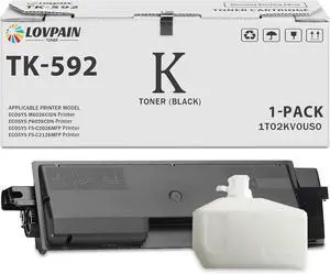 TK-592 / TK592 Toner Cartridge (1-Pack, Black) - Lovn Compatible TK-592K Black Toner Cartridge 1T02KV0US0 Replacement for Kyocera Ecosys M6026cidn M6526cidn P6026cdn FS-C2026MFP FS-C2126MFP Printer
