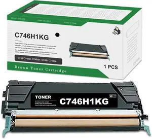 C746H1KG Black Toner Cartridge (1-Pack) - Drwn Compatible C746H1KG High Yield Toner Cartridge Replacement for Lexmark C746 C746n C746de C748 C748de C748dte C748e X746 X746de X748 Printer