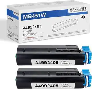 MB451W Black Toner Cartridge (2-Pack) Compatible 44992405 Toner Cartridge Replacement for OKI 44992405 MB441 MB451 MB451W Printer