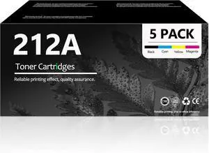 500+   : 212A Toner Cartridge 5-Pack Replacement for HP 212A 212X Toner Color Enterprise M554 M555; MFP M578 Series Printer| W2120A W2121A W2122A W2123A