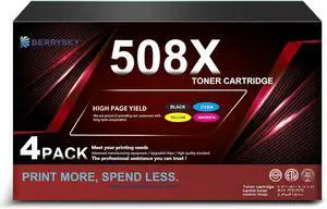 BERRYSKY 508X Toner Cartridge Replacement for HP 508X Toner Cartridge CF360X CF361X CF362X CF363X Compatible for M553 M552 MFP M577 Series Printer(4Pack,BK/C/M/Y)