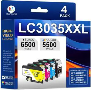 LC3035 BK/C/M/Y Ink Cartridge Set (4-Pack) Compatible for Brother LC3035XXL Ultra High Yield Ink Cartridges Replacement for MFC-J995DW MFC-J815DW MFC-J805DW Printer