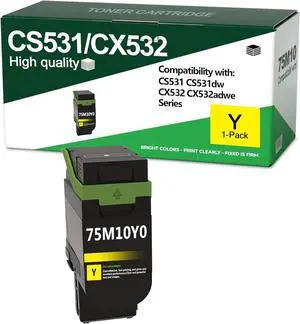 CS531 CX532 Toner Cartridge 2,500 Pages 75M10Y0 Replacement for Lexmark CS531dw CS632dwe CX532adwe CX635adwe Printer