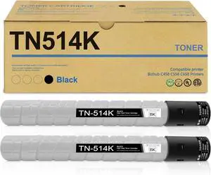 TN514K TN514 Toner Cartridge A9E8130 High Yield Black 29,000 Pages Compatible for Konica Minolta TN512 TN513 TN515 TN516 TN324 TN326 Bizhub C458 C558 C658 Printers 2-Pack